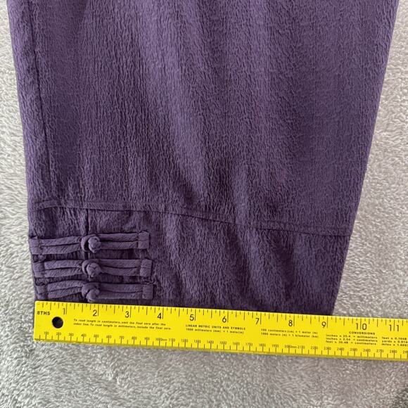 Citron Pants Women 1X Purple Textured Silk Wide Leg High Rise Pull On Lagenlook - Picture 11 of 15